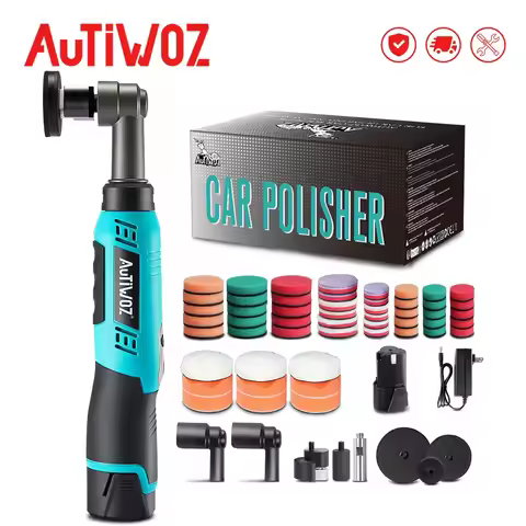 AUTIWOZ Cordless Mini Polisher 1/2/3 Inch DA & Rotary Buffer 12mm Orbit 6Speed Scratch Remover 2000m
