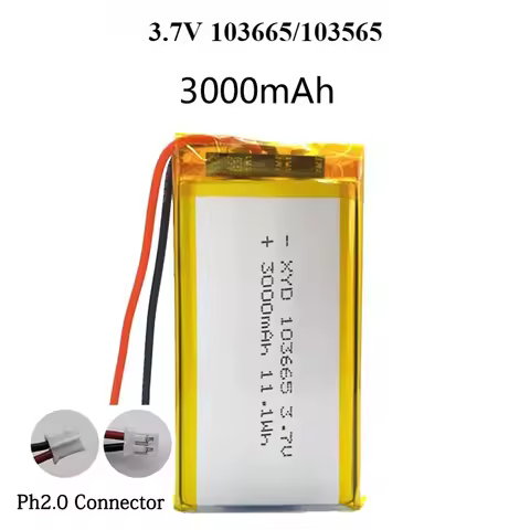 3.7V 103665 3000mAh Polymer Lithium Battery for Beauty Equipment Small Appliances LED Lights Driving