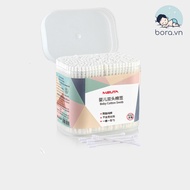 Hộp tăm bông cho bé sơ sinh bông tự nhiên hộp 400 que Misuta - Dokid