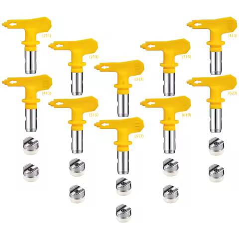 10 yellow quick-change rotatable high-pressure airless spray gun nozzles (211, 213, 313, 315, 411, 4