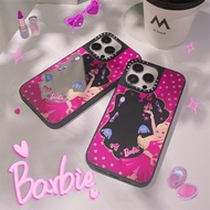 Barbie Mirror iPhone Case 14 Pro Max Pink Neon Cartoon Shockproof Case for Girl iPhone 13 12 11 Hard Protective Cover