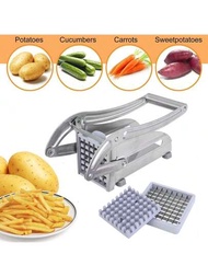 1入組銀色不鏽鋼蔬菜和馬鈴薯切片機（刨絲機）,帶有1個手柄、2個刀片和1個削皮刀,可適用於大部分水果和蔬菜