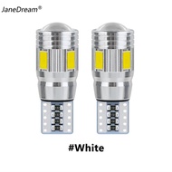 JaneDream หลอดไฟ LED T10 W5W สำหรับรถยนต์ไฟสัญญาณ5630 6SMD ติดด้านข้างรถยนต์ไฟอ่านหนังสือ12V 6500K 2ชิ้น