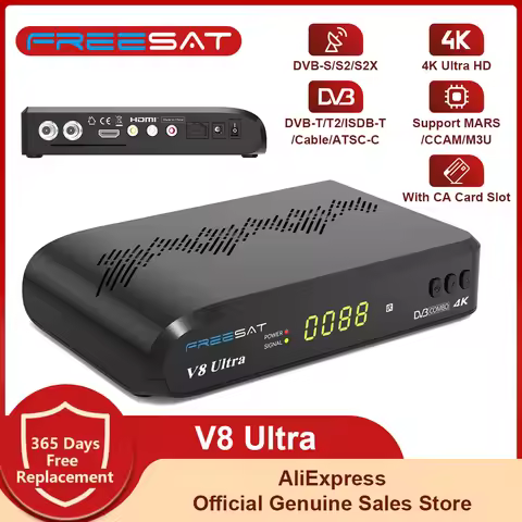 FREESAT V8 Ultra 4K UHD Satellite TV Receiver DVB-S/S2/S2X,DVB-T2/T+C,FUNCAM/MARS/CCAM/M3U With CA C