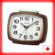 Rhythm alarm clock, bell tone alarm, dark place, light on automatically, continuous second hand, brown【Direct from Japan】
