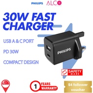 Philips 30W GaN Wall Charger QC18W PD30W Black Travel Easy(DLP5322CB/05)