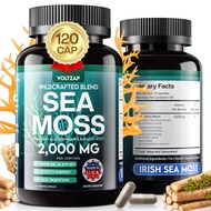 Sea Moss Capsules 2000mg: Irish Sea Moss - Burdock Root Bladderwrack Muira Puama - Vitamin D3 K2 - S