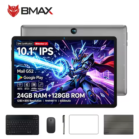 BMAX I9 Plus 10.1" Android 15 Tablet 24GB(4+20)+128GB WiFi 6 Keyboard Mouse Stylus Case 6000mAh GMS 