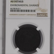 NGC AU DETAIL 2,5 cent 1856 netherland indies koin tembaga benggol