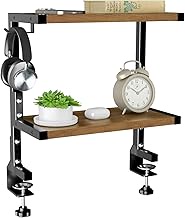 PUTORSEN 15'' Clamp on Desk Shelf, 2 Tier Shelving Unit Above or Below Desk, Customized Space Desk S