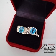 cincin couple permata biru aqua silver 925, cincin couple perak925 permata biru aqua, silver925 coup