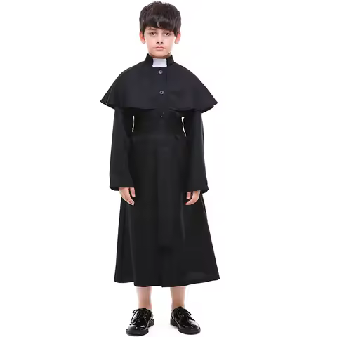 Halloween Easter Costumes Boy Boys Priest Father Costume Preacher Clergyman Cosplay Fantasia Robe Fo