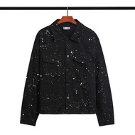 20SS Palm Angels 潑墨字母仙人掌印花水洗做舊牛仔夾克外套M-XXL