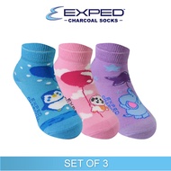 Exped Kids Fashion Cotton Charcoal Anklet Socks 3d0677 Set of 3