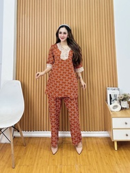 Setelan Renda Arab Motif / Set CP Lengan 3/4 / Rayon Motif Premium LD 115cm Busui