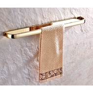 Polished Gold Color Brass Square Wall Mounted Bathroom Single Towel Rail Holder Rack Bar nba843