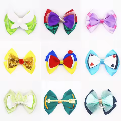 2pcs Disney Cartoon Anime Snow White Hair Bow for Girls Toddler Boutique Alice Frozen Girls Hair Cli