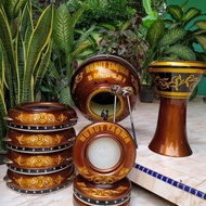 alat musik Hadroh rebana warna natural glosy Jepara 1 set lengkap