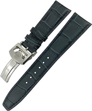 GANYUU Cowhide Watchband For IWC Portuguese Portofino Pilot Genuine Leather 20mm 21mm 22mm Watch Strap Spherical Buckle (Color : Blue, Size : 22mm)