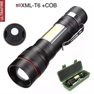 ไฟฉายแรงสูง ปรับได้ 4แบบ ซูมได้ ไฟด้านข้างXML-T6 COB ชาร์จไฟUSB ไฟฉายUSB ไฟฉายชาร์จไฟ ไฟฉาย led ไฟฉายซูมได้ Flashlight W11