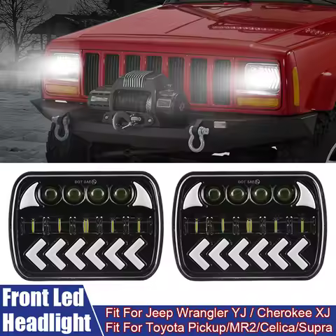 7x6 inch Car LED Headlight DRL For Jeep Wrangler YJ 1986-1995 For Jeep Cherokee XJ 1984-2001 For Toy