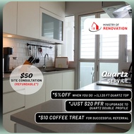 [Ministry of Renovation] HDB BTO Resale Quartz Table Top Fabrication, Installation Package and Servi