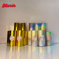 Hot Stamping Hotprint Foil Meter 7.5cm x 5meter Hologram & Gold Color Aluminium Foil