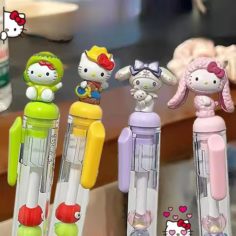 2pcs Hello Kitty Gel Pen Set Cute Kawaii Kitty Charm DIY Bead Decor (0.5mm Black Ink) Pens for Journ