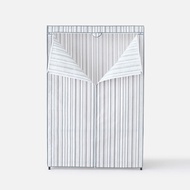 (組合)特力屋鍍鉻三層衣架+灰白條紋防塵衣櫥套122X46X180公分