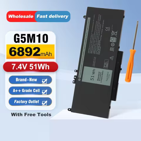 ETESBAY R0TMP/62WH Laptop Battery G5M10/51WH RYXXH/38WH For Dell Latitude E5250 E5450 E5550 8V5GX R9