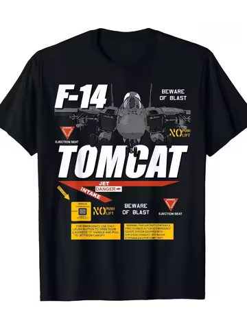 F-14 Tomcat fighter jet print T-shirt unisex featuring a striking aircraft design including "Caution