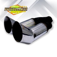 5zigen Car Exhaust Double Bass Sound Gahar Round Chrome Branch