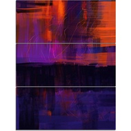 PT6341-3PV Blue Vs Red Textures-Abstract Canvas Art Print, 28x36-3 Panels