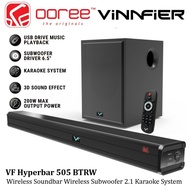 VINNFIER HYPERBAR 505 BTRW WIRELESS SOUNDBAR SPEAKER WITH WIRELESS SUBWOOFER 2.1 / REMOTE/ KARAOKE S