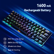 Three-Mode Mechanical Keyboard 61-Key RGB Luminous Brown Axis Gaming Keyboard EMUI