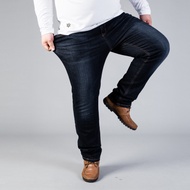Mens Rubber Pants Jeans Plus Size 44 46 48 50 Pants Long Straight Cut Thick Denim / Men Elastic Jean