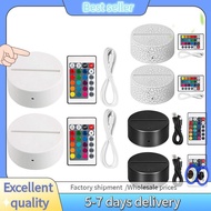 E7G-2 Pack 3D Night LED Light Lamp Base + Remote Control + USB Cable, 16 Colors Light Show Display S