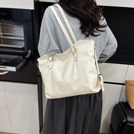D0801 Large-Capacity Shoulder Tote Bag White Simple Underarm Bag Female Trendy High-End Niche Handba