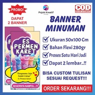 Banner Sepanduk Minuman Es Permen Karet 50x100cm Custom Request Desain
