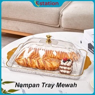 Estation - Luxury Tray Decoration Snack Fruit Tray/ Tray/ with Gold Handle