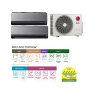 [Bulky] LG Art Cool 5 ticks System 2 Aircon Air Conditioner Air Con Z3UQ18GFA0/ 1 x AMNC09GDJR0 + 1 x AMNC18GDKR0