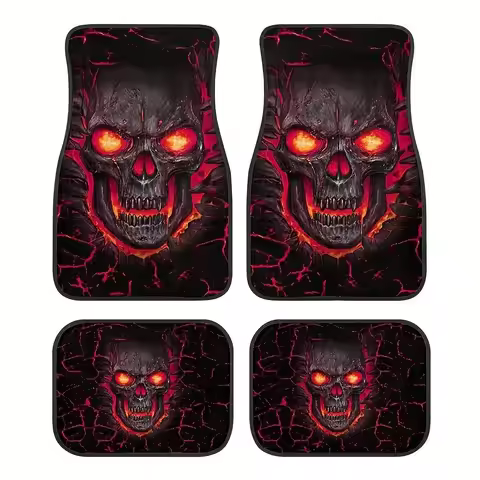 4pcs Set Of Halloween Smile Pattern Car Carpet, Four-season Vehicle Carpet, Durable Non-Slip Full Co