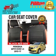 Car Seat Cover PVC Leather Red Black Cushion Cover Perodua Myvi Icon