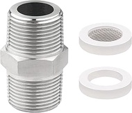 1/2 Inch Shower Hose Adapter Stainless Steel Double Shower Hose Connector Extension Thread Fitting A