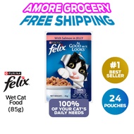Felix Purina, 85gx24pkts =2040g, salmon Nov 2026 expiry, salmon in jelly for adult cat. Cat Food.