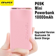 AWEI P69K POWERBANK NEW 10000 mAh MINI PORTABLE QUALCOMM 3A QUICK CHARGER, DUAL INPUT AND OUTPUT POLYMER POWER BANK