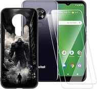 Monster Pattern Case Compatible with Cricket Ovation U705AA U705AC + [2 Pack] Screen Protector Tempe