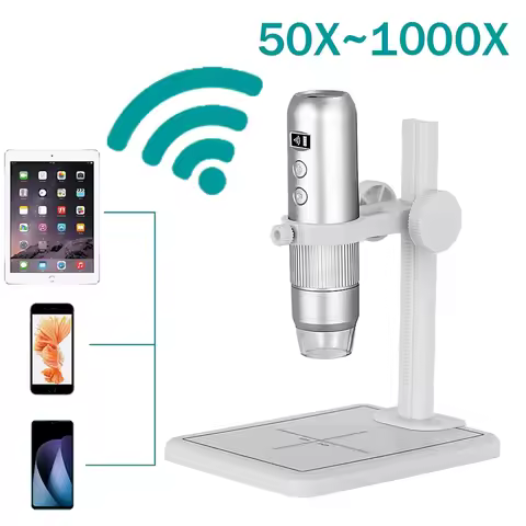 Microscope Digital WiFi USB Digital Handheld Microscopes Camera with Adjustable Metal Stand for iPho
