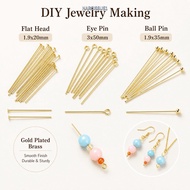 NARCISSUS1Y7KJ 100PCS Beading Jewelry Pins, Brass Gold Plated Jewelry Making Pins,  Loop End 0.6mm T