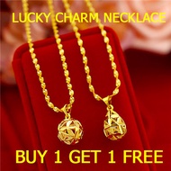 Hot Sale New 18k Gold Pawnable Saudi Original Gold Necklace for Men and Women Water Ripple Clavicle Necklace for Women Couples Wedding Buy One Get Free Saudi Nasasangla 100% Original Ladies Hollow Ball Drop Flower Hydrangea Pendant